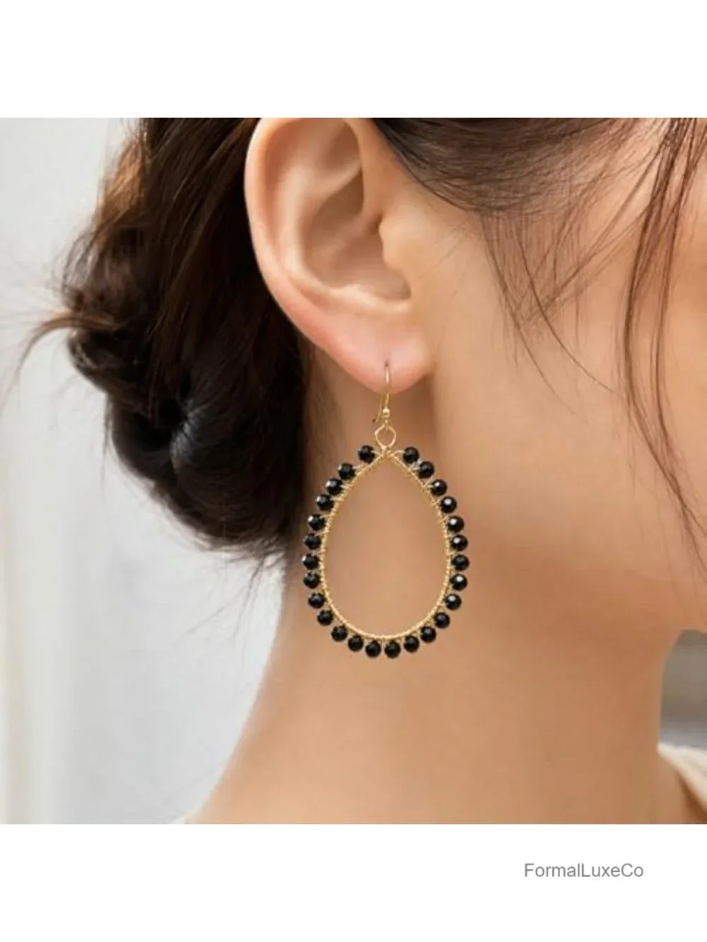 Bohemian Teardrop Dangle Earrings Wire Wrapped Crystal Beaded Statement Jewelry